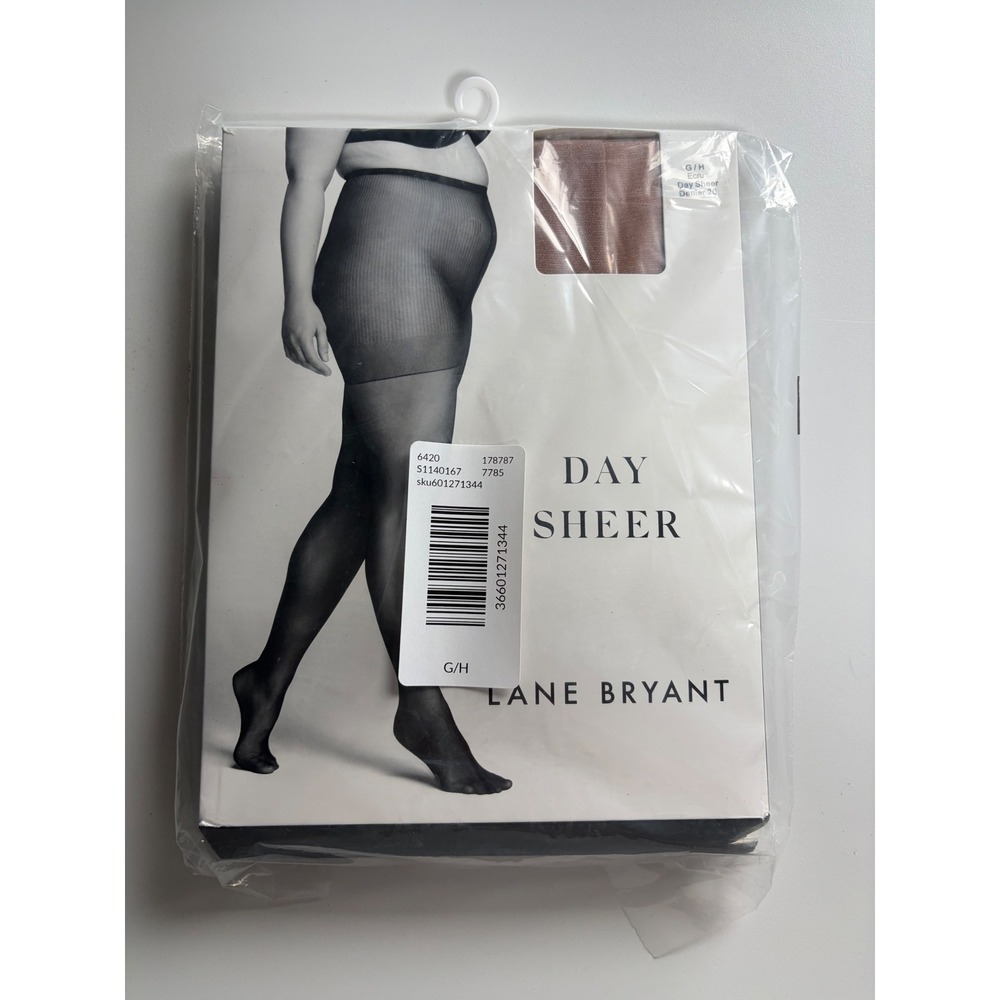 Lane Bryant Day Sheer Tights Ecru Size G/H 28-30 Denier 20 Smoothing Panty NWT